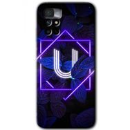 Xiaomi Redmi Note 11 4G Dark Neon Yaprak Ü Harfi Baskılı Uyumlu Silikon Kılıf