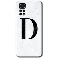 Xiaomi Redmi Note 11 5G Global Beyaz Mermer Desenli D Harfi Baskılı Uyumlu Silikon Kılıf