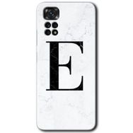 Xiaomi Redmi Note 11 5G Global Beyaz Mermer Desenli E Harfi Baskılı Uyumlu Silikon Kılıf
