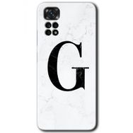 Xiaomi Redmi Note 11 5G Global Beyaz Mermer Desenli G Harfi Baskılı Uyumlu Silikon Kılıf