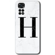 Xiaomi Redmi Note 11 5G Global Beyaz Mermer Desenli H Harfi Baskılı Uyumlu Silikon Kılıf