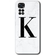Xiaomi Redmi Note 11 5G Global Beyaz Mermer Desenli K Harfi Baskılı Uyumlu Silikon Kılıf