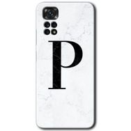 Xiaomi Redmi Note 11 5G Global Beyaz Mermer Desenli P Harfi Baskılı Uyumlu Silikon Kılıf