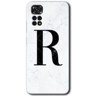 Xiaomi Redmi Note 11 5G Global Beyaz Mermer Desenli R Harfi Baskılı Uyumlu Silikon Kılıf