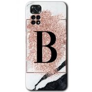 Xiaomi Redmi Note 11 5G Global Pembe Mermer Desenli B Harfi Baskılı Uyumlu Silikon Kılıf