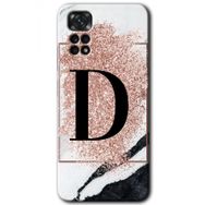 Xiaomi Redmi Note 11 5G Global Pembe Mermer Desenli D Harfi Baskılı Uyumlu Silikon Kılıf