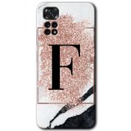 Xiaomi Redmi Note 11 5G Global Pembe Mermer Desenli F Harfi Baskılı Uyumlu Silikon Kılıf