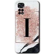 Xiaomi Redmi Note 11 5G Global Pembe Mermer Desenli İ Harfi Baskılı Uyumlu Silikon Kılıf