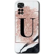 Xiaomi Redmi Note 11 5G Global Pembe Mermer Desenli Ü Harfi Baskılı Uyumlu Silikon Kılıf