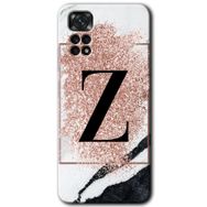 Xiaomi Redmi Note 11 5G Global Pembe Mermer Desenli Z Harfi Baskılı Uyumlu Silikon Kılıf