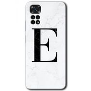 Xiaomi Redmi Note 11 Pro 5G Beyaz Mermer Desenli E Harfi Baskılı Uyumlu Silikon Kılıf