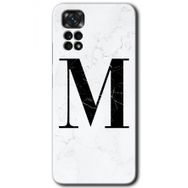 Xiaomi Redmi Note 11 Pro 5G Beyaz Mermer Desenli M Harfi Baskılı Uyumlu Silikon Kılıf