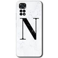Xiaomi Redmi Note 11 Pro 5G Beyaz Mermer Desenli N Harfi Baskılı Uyumlu Silikon Kılıf