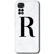 Xiaomi Redmi Note 11 Pro 5G Beyaz Mermer Desenli R Harfi Baskılı Uyumlu Silikon Kılıf