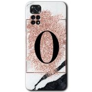 Xiaomi Redmi Note 11 Pro 5G Pembe Mermer Desenli K Harfi Baskılı Uyumlu Silikon Kılıf