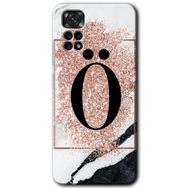 Xiaomi Redmi Note 11 Pro 5G Pembe Mermer Desenli O Harfi Baskılı Uyumlu Silikon Kılıf
