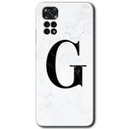 Xiaomi Redmi Note 11S 5G Global Beyaz Mermer Desenli G Harfi Baskılı Uyumlu Silikon Kılıf