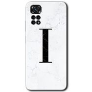 Xiaomi Redmi Note 11S 5G Global Beyaz Mermer Desenli I Harfi Baskılı Uyumlu Silikon Kılıf