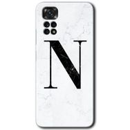 Xiaomi Redmi Note 11S 5G Global Beyaz Mermer Desenli N Harfi Baskılı Uyumlu Silikon Kılıf