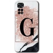 Xiaomi Redmi Note 11S 5G Global Pembe Mermer Desenli G Harfi Baskılı Uyumlu Silikon Kılıf