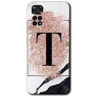 Xiaomi Redmi Note 11S 5G Global Pembe Mermer Desenli T Harfi Baskılı Uyumlu Silikon Kılıf