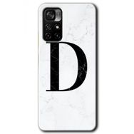 Xiaomi Redmi Note 11T Beyaz Mermer Desenli D Harfi Baskılı Uyumlu Silikon Kılıf