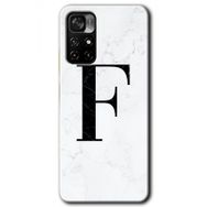 Xiaomi Redmi Note 11T Beyaz Mermer Desenli F Harfi Baskılı Uyumlu Silikon Kılıf