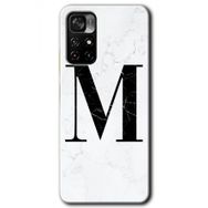Xiaomi Redmi Note 11T Beyaz Mermer Desenli M Harfi Baskılı Uyumlu Silikon Kılıf