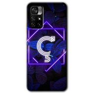 Xiaomi Redmi Note 11T Dark Neon Yaprak C Harfi Baskılı Uyumlu Silikon Kılıf