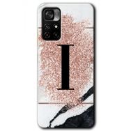 Xiaomi Redmi Note 11T Pembe Mermer Desenli İ Harfi Baskılı Uyumlu Silikon Kılıf