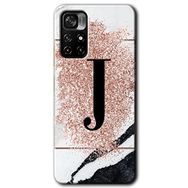 Xiaomi Redmi Note 11T Pembe Mermer Desenli J Harfi Baskılı Uyumlu Silikon Kılıf