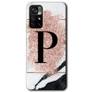 Xiaomi Redmi Note 11T Pembe Mermer Desenli P Harfi Baskılı Uyumlu Silikon Kılıf