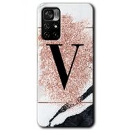 Xiaomi Redmi Note 11T Pembe Mermer Desenli V Harfi Baskılı Uyumlu Silikon Kılıf