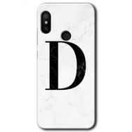 Xiaomi Redmi Note 6 Pro Beyaz Mermer Desenli D Harfi Baskılı Uyumlu Silikon Kılıf