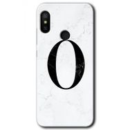 Xiaomi Redmi Note 6 Pro Beyaz Mermer Desenli Ö Harfi Baskılı Uyumlu Silikon Kılıf
