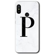 Xiaomi Redmi Note 6 Pro Beyaz Mermer Desenli P Harfi Baskılı Uyumlu Silikon Kılıf