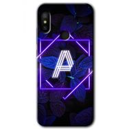 Xiaomi Redmi Note 6 Pro Dark Neon Yaprak A Harfi Baskılı Uyumlu Silikon Kılıf