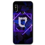 Xiaomi Redmi Note 6 Pro Dark Neon Yaprak Ü Harfi Baskılı Uyumlu Silikon Kılıf