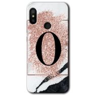 Xiaomi Redmi Note 6 Pro Pembe Mermer Desenli Ö Harfi Baskılı Uyumlu Silikon Kılıf