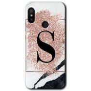 Xiaomi Redmi Note 6 Pro Pembe Mermer Desenli S Harfi Baskılı Uyumlu Silikon Kılıf