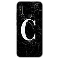 Xiaomi Redmi Note 6 Pro Siyah Mermer Desenli C Harfi Baskılı Uyumlu Silikon Kılıf