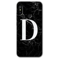 Xiaomi Redmi Note 6 Pro Siyah Mermer Desenli D Harfi Baskılı Uyumlu Silikon Kılıf