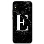 Xiaomi Redmi Note 6 Pro Siyah Mermer Desenli E Harfi Baskılı Uyumlu Silikon Kılıf