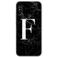 Xiaomi Redmi Note 6 Pro Siyah Mermer Desenli F Harfi Baskılı Uyumlu Silikon Kılıf