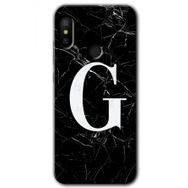 Xiaomi Redmi Note 6 Pro Siyah Mermer Desenli G Harfi Baskılı Uyumlu Silikon Kılıf