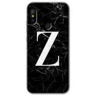 Xiaomi Redmi Note 6 Pro Siyah Mermer Desenli Z Harfi Baskılı Uyumlu Silikon Kılıf