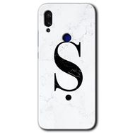 Xiaomi Redmi Note 7 Beyaz Mermer Desenli Ş Harfi Baskılı Uyumlu Silikon Kılıf