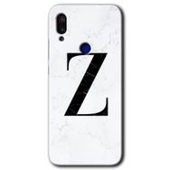 Xiaomi Redmi Note 7 Beyaz Mermer Desenli Z Harfi Baskılı Uyumlu Silikon Kılıf