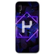 Xiaomi Redmi Note 7 Dark Neon Yaprak H Harfi Baskılı Uyumlu Silikon Kılıf