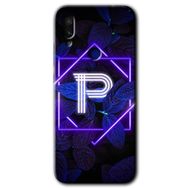 Xiaomi Redmi Note 7 Dark Neon Yaprak P Harfi Baskılı Uyumlu Silikon Kılıf